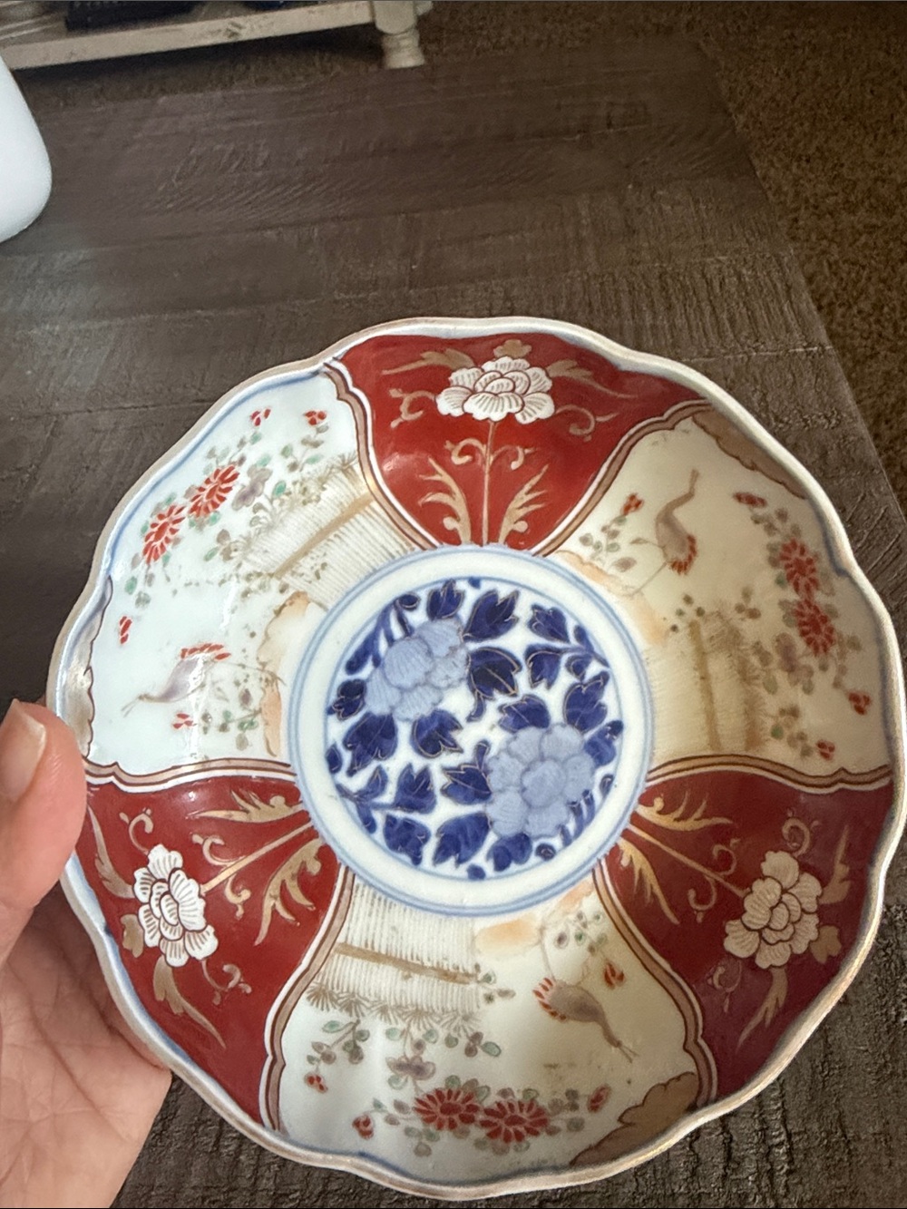 Vintage Japanese Imari Porcelain Bowl – Hand-Painted Floral & Crane Design set